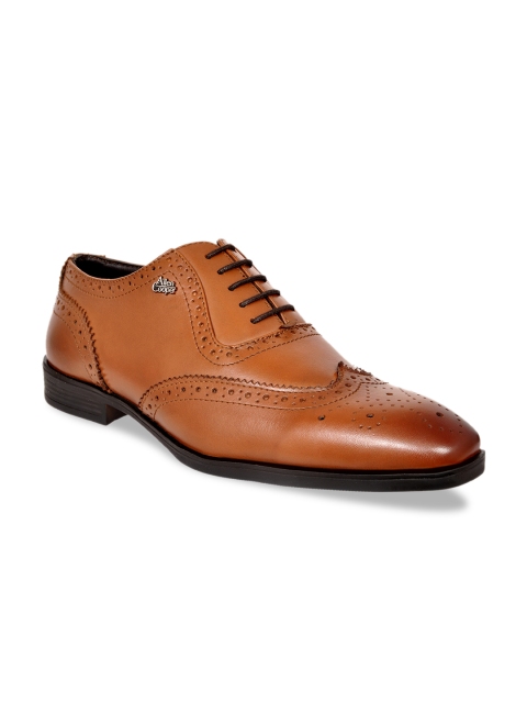 Allen Cooper Men Tan Brown Leather Formal Brogues
