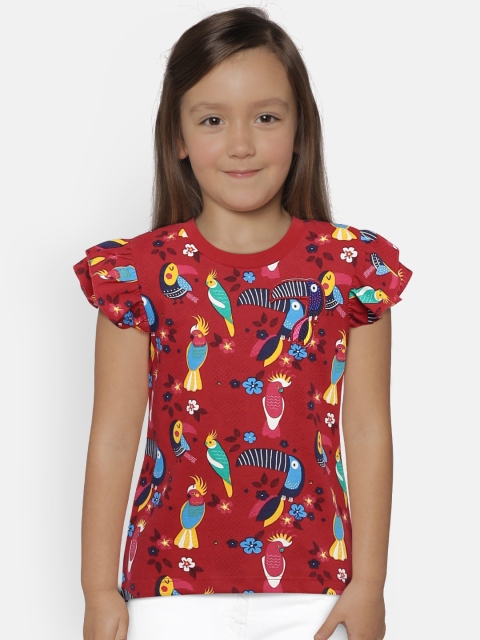 United Colors of Benetton Girls Red Printed Top