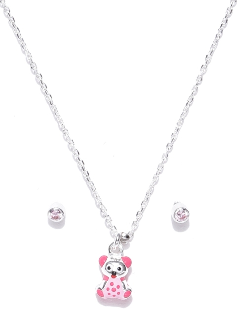 Carlton London Girls Pink 925 Sterling Silver Enamelled Jewellery Set with Silver Plating
Carlton London Girls Pink 925 Sterling Silver Enamelled Jewellery Set with Silver Plating