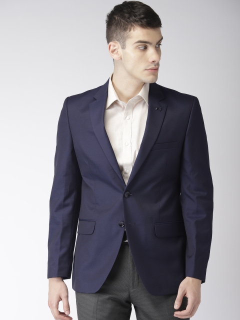 Raymond Men Blue Contemporary Fit Solid Single-Breasted Formal Blazer