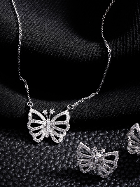 Carlton London Silver-Toned Rhodium Plated CZ Studded Butterfly Shaped Jewellery Set
Carlton London Silver-Toned Rhodium Plated CZ Studded Butterfly Shaped Jewellery Set