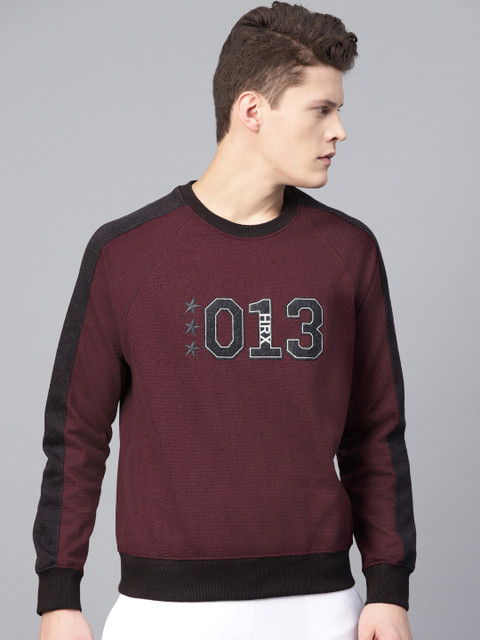 HRX by Hrithik Roshan Men Burgundy Self-Design Lifestyle Sweatshirt 
HRX by Hrithik Roshan Men Burgundy Self-Design Lifestyle Sweatshirt