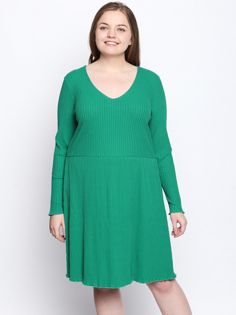 JUNAROSE Plus Size Women Green Self Design Fit And Flare Dress Women 
JUNAROSE Plus Size Women Green Self Design Fit And Flare Dress Women