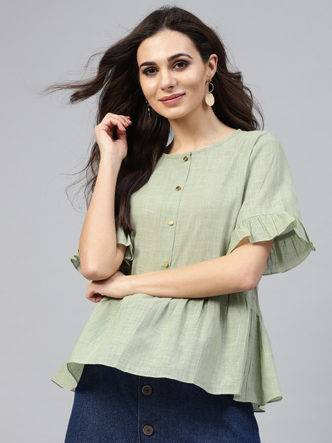 Athena Women Green Solid Peplum Top
Athena Women Green Solid Peplum Top