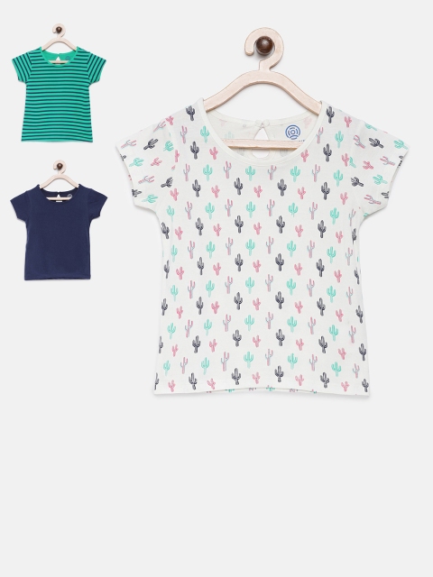 TAMBOURINE Girls Set of 3 Assorted Round Neck T-shirts