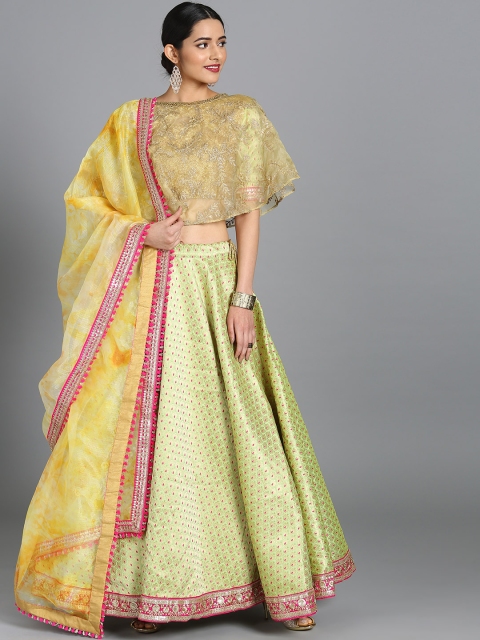 EthnoVogue Women Green & Mustard Yellow Made to Measure Lehenga & Blouse With Dupatta
EthnoVogue Women Green & Mustard Yellow Made to Measure Lehenga & Blouse With Dupatta