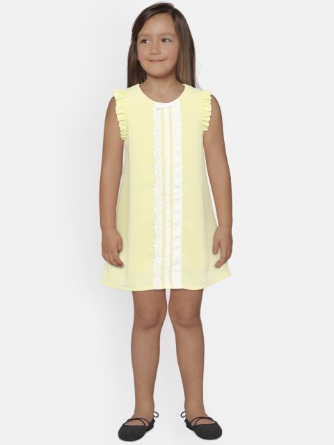 Peppermint Girls Yellow Lace Detailing A-Line Dress