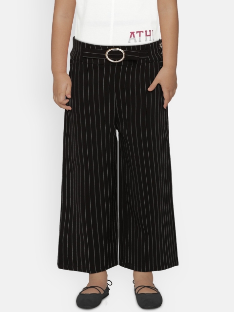 Peppermint Girls Black Striped Wide Leg Palazzos