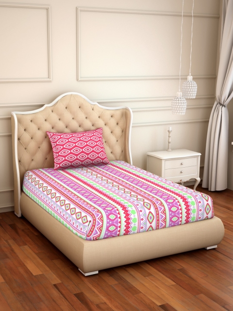 CORE Designed by SPACES Multicoloured Geometric 144 TC Cotton 1 Single Bedsheet with 1 Pillow Covers, Multi
CORE Designed by SPACES Multicoloured Geometric 144 TC Cotton 1 Single Bedsheet with 1 Pillow Covers, Multi