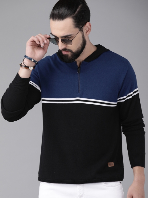 The Roadster Lifestyle Co Men Blue & Black Colourblocked Hooded Pullover Sweater
The Roadster Lifestyle Co Men Blue & Black Colourblocked Hooded Pullover Sweater