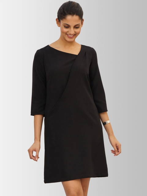 FableStreet Women Black Solid A-Line Dress