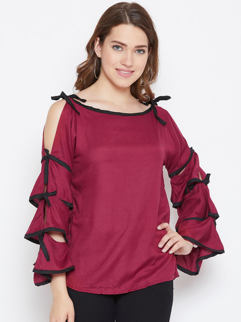 ANTS Women Maroon Solid Top 
ANTS Women Maroon Solid Top