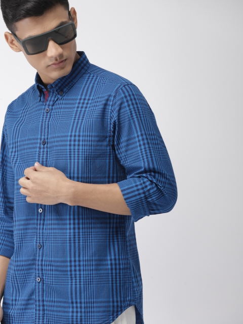 Harvard Men Blue Checked Casual Shirt