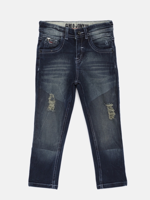 Gini and Jony Boys Blue Slim Fit Mid-Rise Jeans