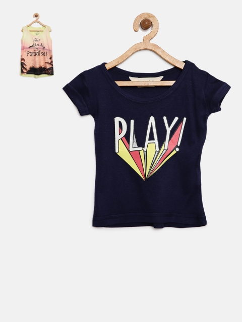 Gini and Jony Girls Blue Printed Top