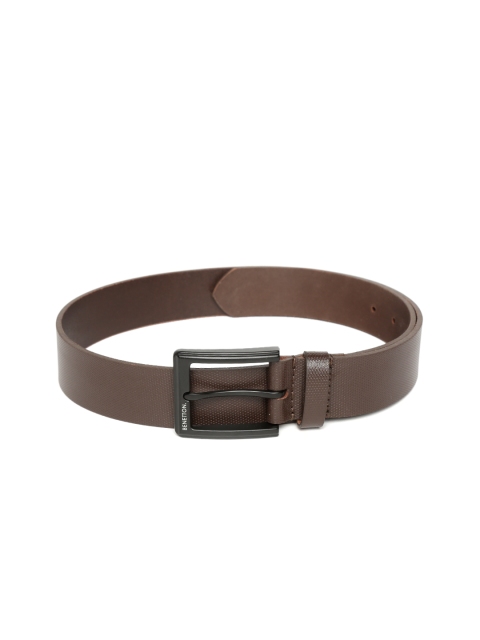 United Colors of Benetton Men Coffee Brown Leather Textured Belt