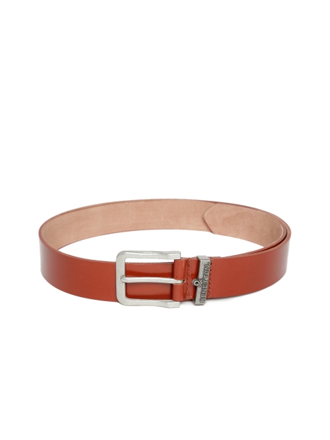 United Colors of Benetton Men Brown Leather Solid Belt