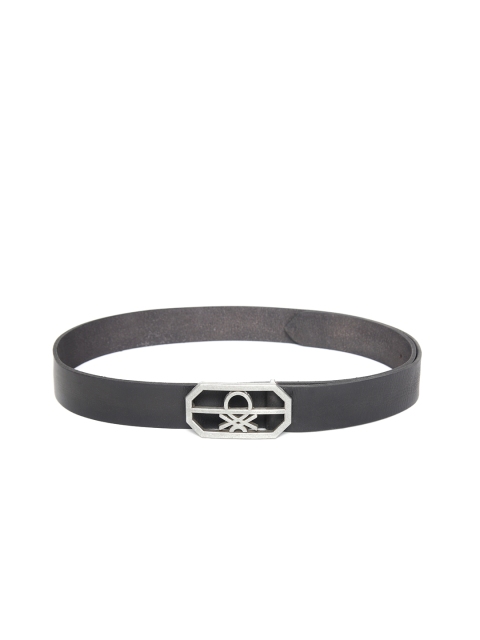 United Colors of Benetton Men Black Solid Leather Belt