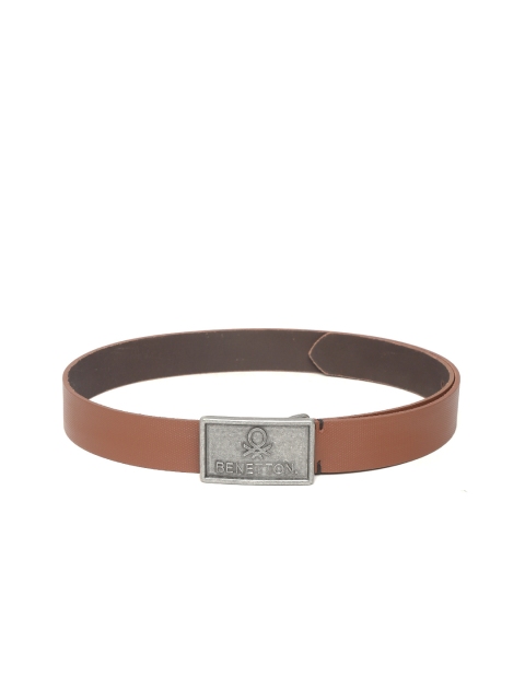 United Colors of Benetton Men Brown Textured Leather Belt