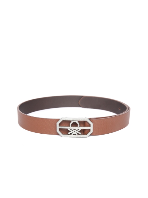 United Colors of Benetton Men Brown Textured Leather Belt