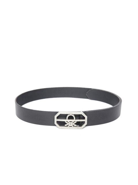 United Colors of Benetton Men Black Textured Leather Belt