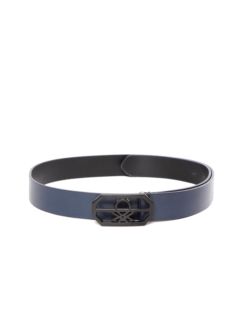 United Colors of Benetton Men Navy Blue Leather Textured Belt