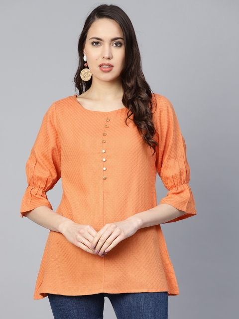 Shree Orange Self Design Tunic
