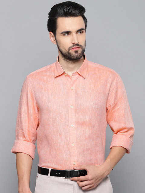 Louis Philippe Men Pink with Peach-Coloured Tinge Slim Fit Solid Formal Linen Shirt
Louis Philippe Men Pink with Peach-Coloured Tinge Slim Fit Solid Formal Linen Shirt