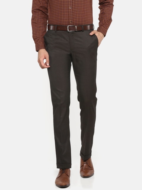 Blackberrys Men Brown Solid Formal Trousers