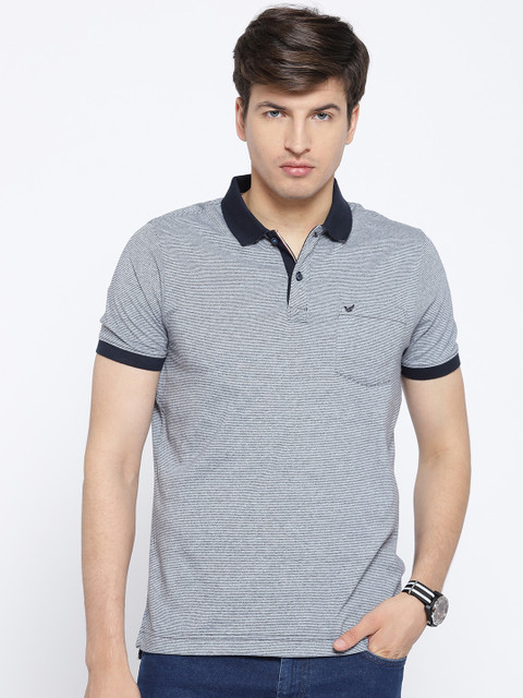Blackberrys Men Navy Blue & White Striped Polo Collar T-shirt
Blackberrys Men Navy Blue & White Striped Polo Collar T-shirt
