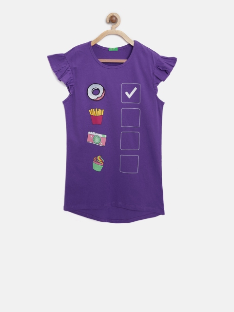 United Colors of Benetton Girls Purple Printed Top