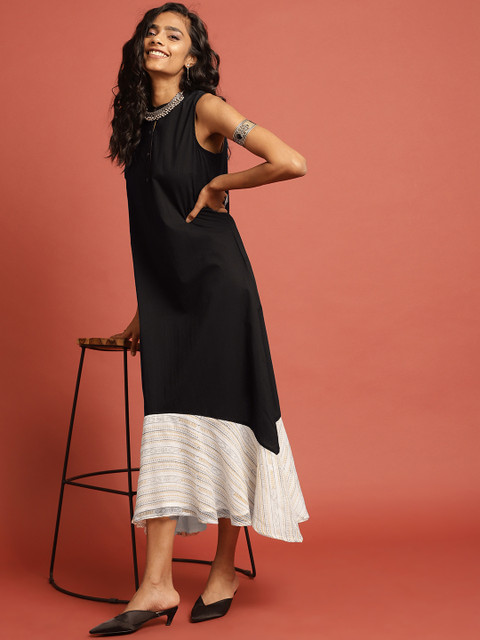 Taavi Women Black & White Hand Block Print Legacy Drop-Waist Sustainable Dress with Contrast Hem
Taavi Women Black & White Hand Block Print Legacy Drop-Waist Sustainable Dress with Contrast Hem