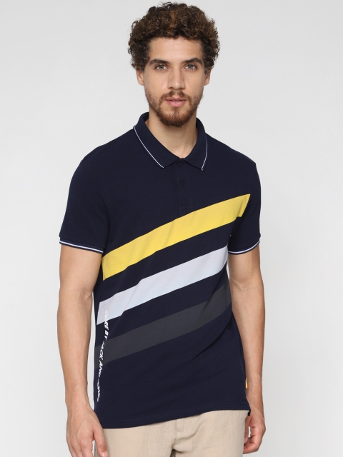 Jack Jones Men Navy Yellow Striped Slim Fit Polo Collar Pure Cotton T-shirt, Navy blue
Jack Jones Men Navy Yellow Striped Slim Fit Polo Collar Pure Cotton T-shirt, Navy blue