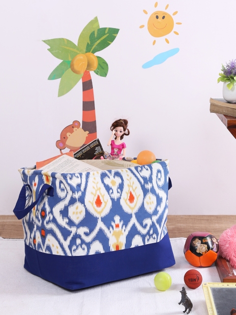 Rajasthan Decor Blue & White Printed Foldable Laundry Bag