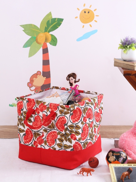 Rajasthan Decor Red & White Printed Foldable Laundry Bag