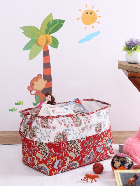 Rajasthan Decor Red & White Printed Foldable Laundry Bag
