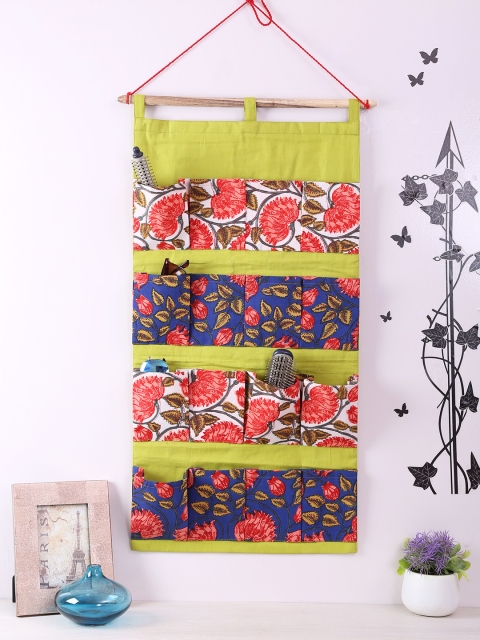 Rajasthan Decor Green & Multicoloured Printed Handbag Organiser