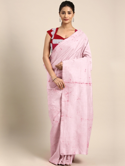 Kalakari India White & Pink Printed Saree