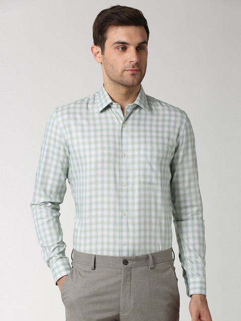 Peter England Men Green & Off-White Slim Fit Checked Formal Shirt
Peter England Men Green & Off-White Slim Fit Checked Formal Shirt