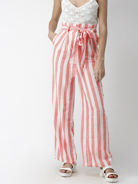 FOREVER 21 Women Cream-Coloured & Coral Pink Regular Fit Striped Parallel Trousers
FOREVER 21 Women Cream-Coloured & Coral Pink Regular Fit Striped Parallel Trousers