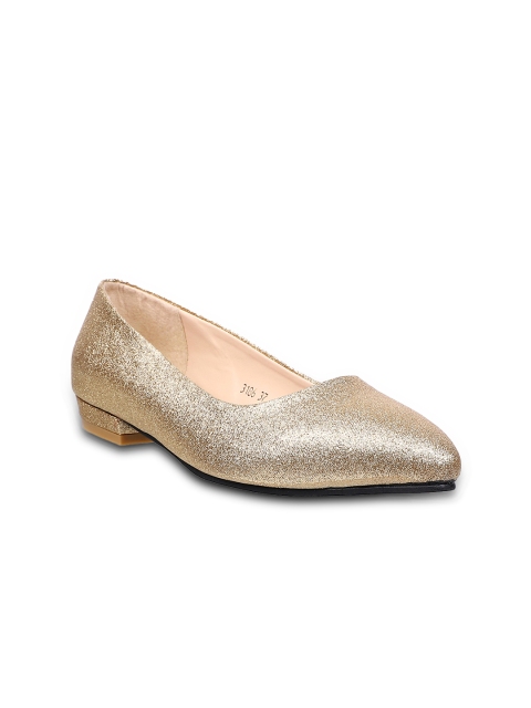 SHUZ TOUCH Women Gold-Toned Solid Pumps