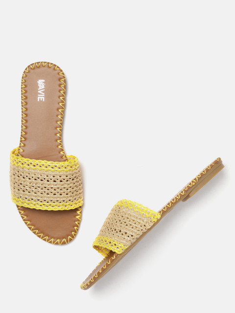 Lavie Women Yellow & Beige Woven Design Open Toe Flats 
Lavie Women Yellow & Beige Woven Design Open Toe Flats