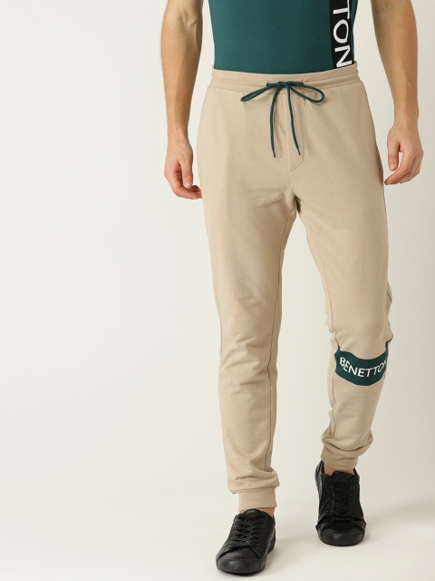 United Colors of Benetton Men Beige Solid Joggers
