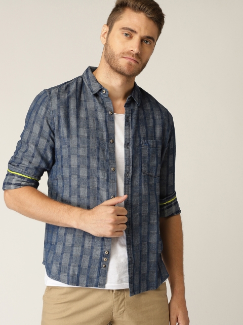 United Colors of Benetton Men Navy Blue & Grey Slim Fit Checked Chambray Casual Shirt
United Colors of Benetton Men Navy Blue & Grey Slim Fit Checked Chambray Casual Shirt