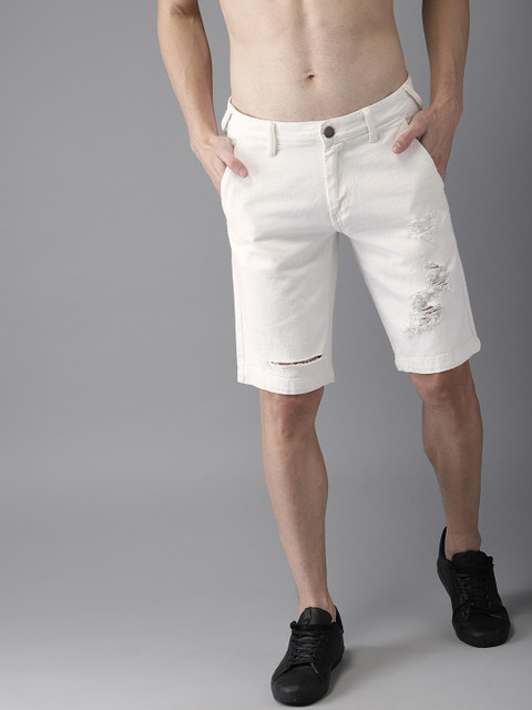 HERE&NOW Men White Solid Regular Fit Denim Shorts
HERE&NOW Men White Solid Regular Fit Denim Shorts
