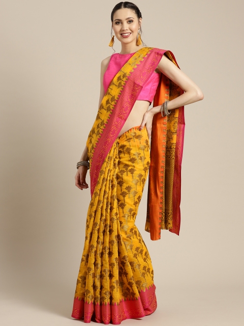 Ishin Yellow & Golden Woven Design Saree