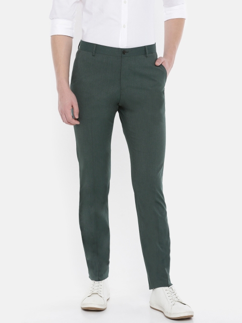 SELECTED Men Green Solid Slim Fit Formal Trousers