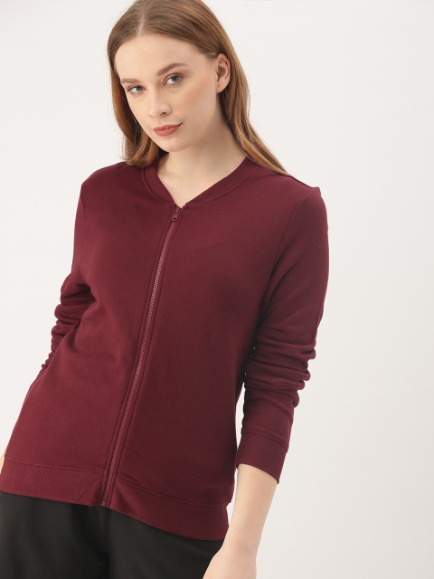 DressBerry Women Maroon Solid Sweatshirt
