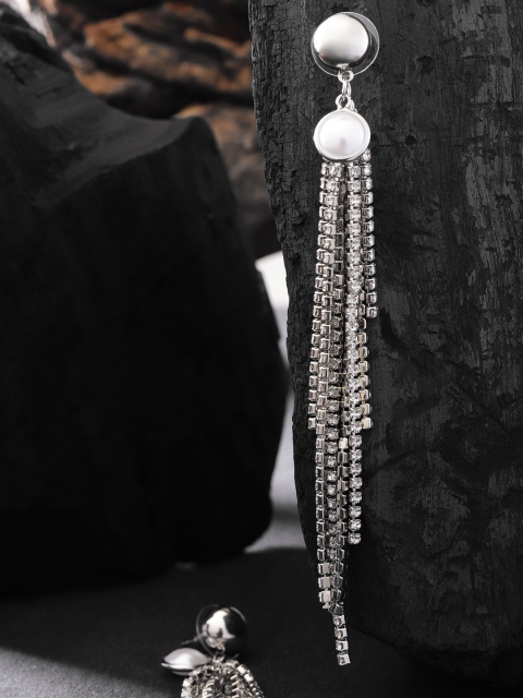 Jewels Galaxy Silver-Plated Stone-Studded & Beaded Tasselled Contemporary Drop Earrings
Jewels Galaxy Silver-Plated Stone-Studded & Beaded Tasselled Contemporary Drop Earrings