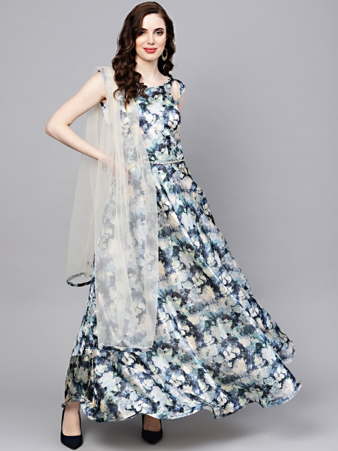 Chhabra 555 Blue & Off-White Floral Print Made to Measure Cocktail Gown with Dupatta
Chhabra 555 Blue & Off-White Floral Print Made to Measure Cocktail Gown with Dupatta